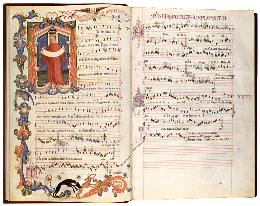 There are a lot of caccia music pieces in this Squarcialupi Codex.